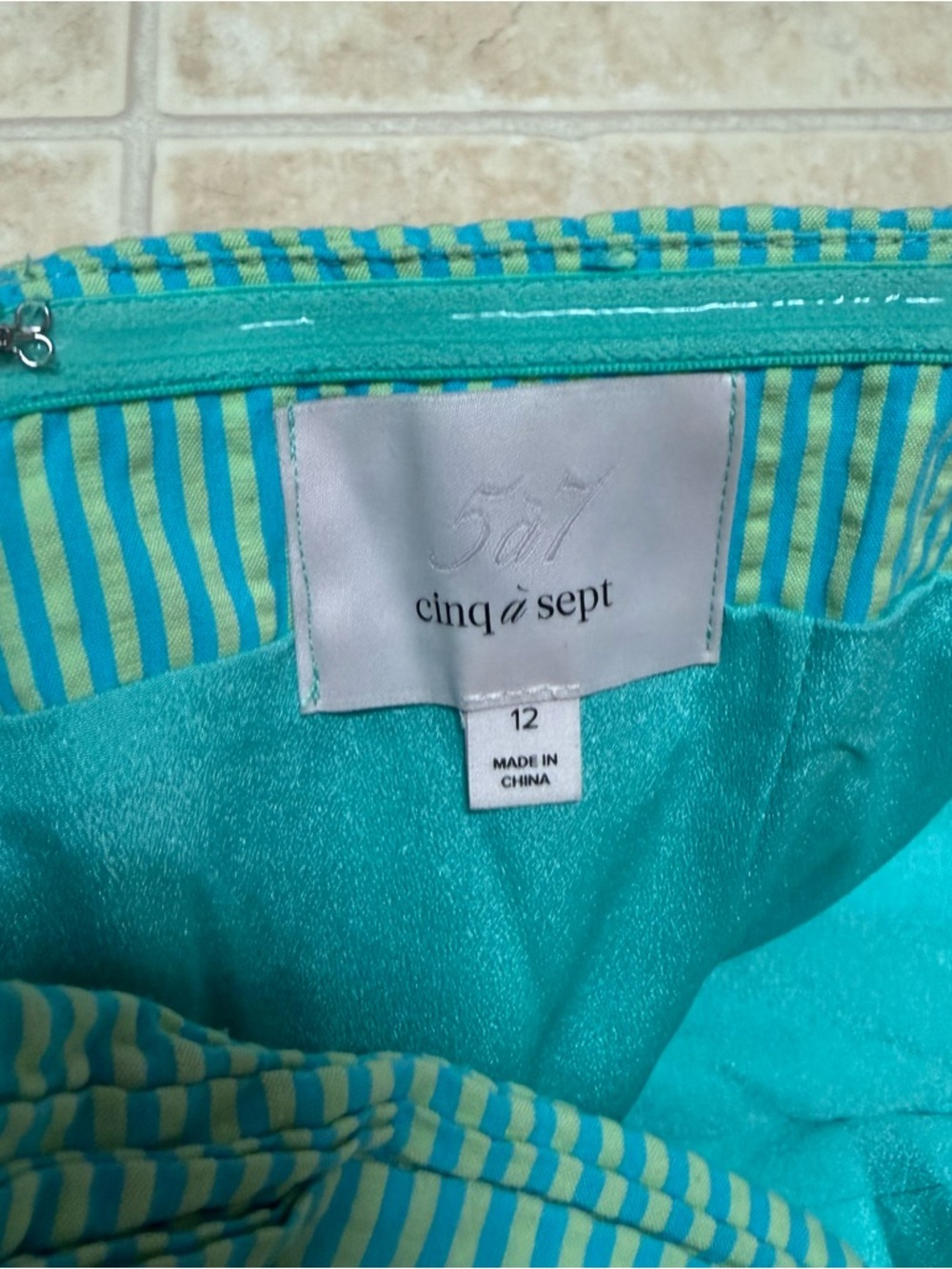 CINQ A SEPT Maurice Strapless Cotton Seersucker Dress Size 12 - Picture 5 of 5